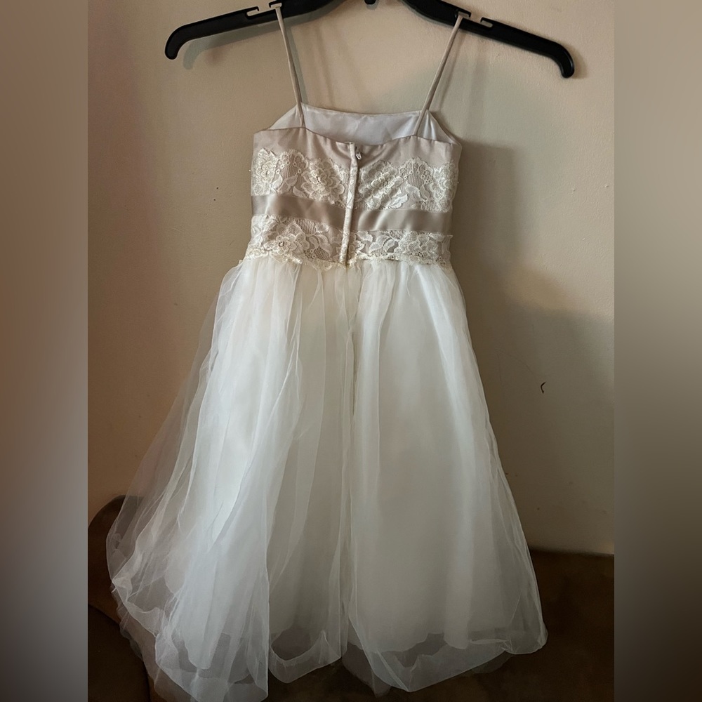 COPY - David’s Bridal Girl’s size 4 Ivory/Champagne 100% polyester/nylon